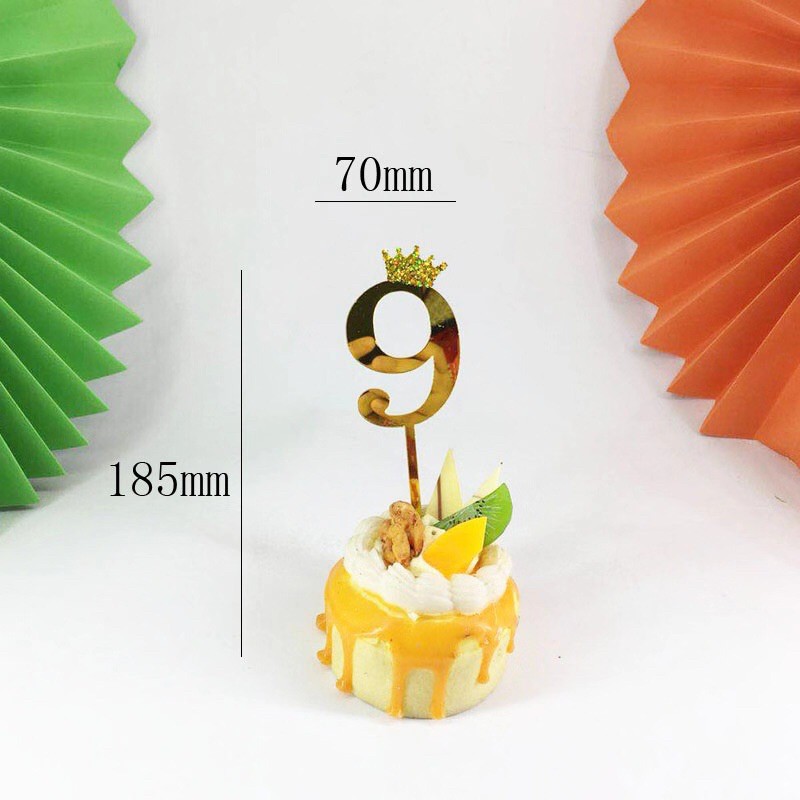 Acrylic Number Cake Topper Glitter Crown Diamond Happy Birthday Number ...