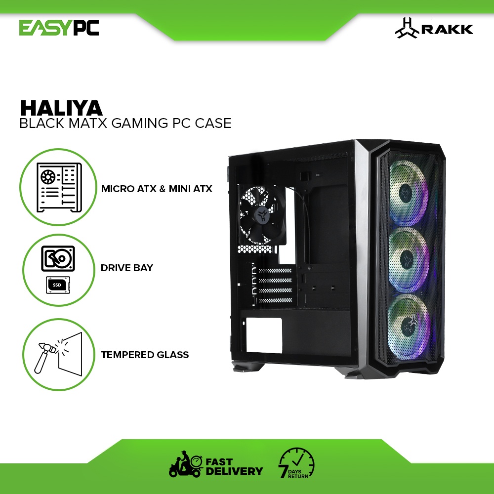 Rakk Haliya Micro ATX Tempered Glass PC Gaming Case Support mATX  Motherboard Minimalist Designed
