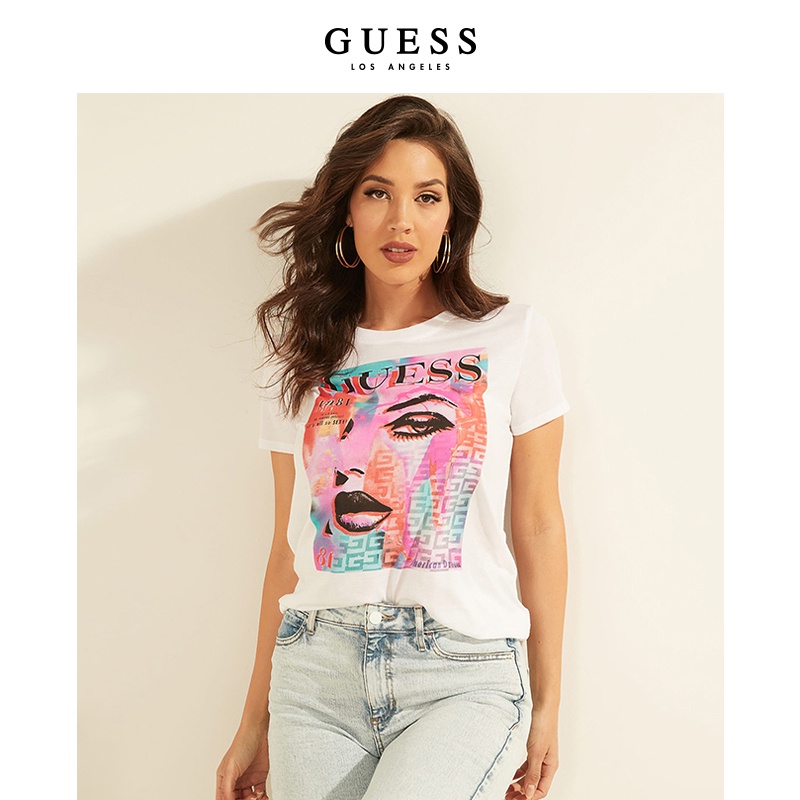 Guess round neck t shirt on sale