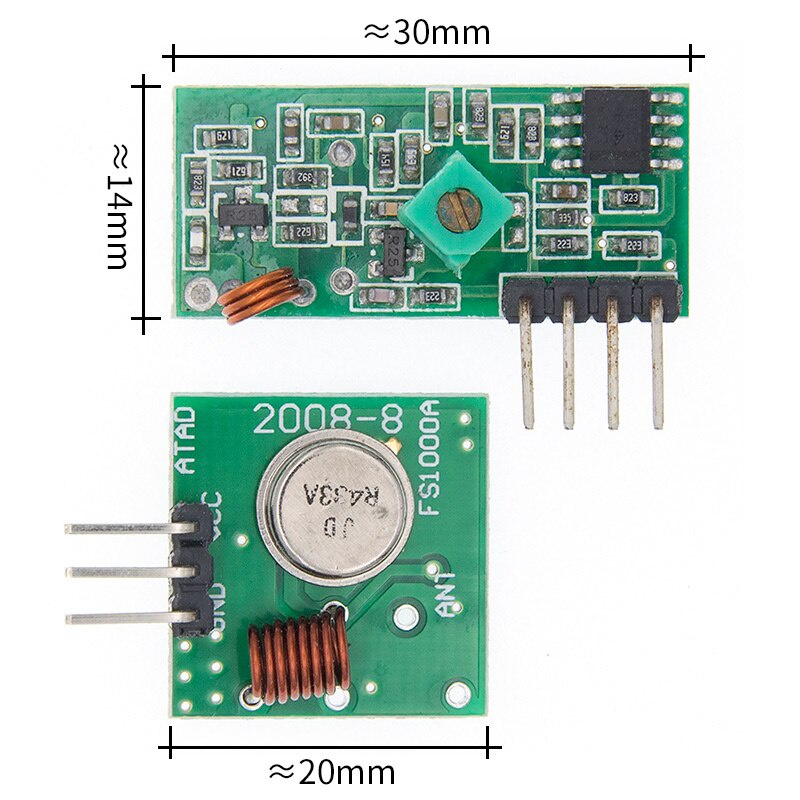 433Mhz RF Wireless Transmitter Module and Receiver Kit 5V DC 433MHZ ...
