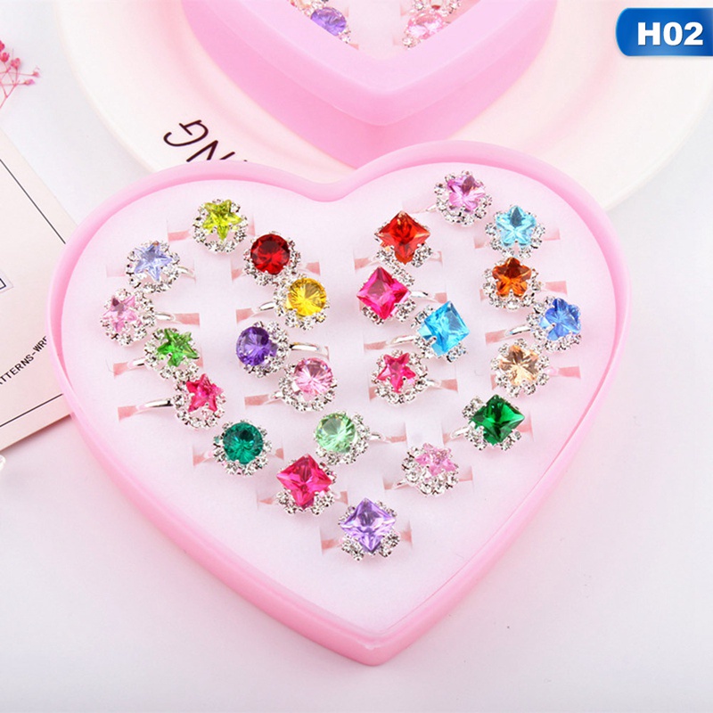 36PCS Cute Diamond Pearl Children/Kids Rings With Heart Box For Party ...