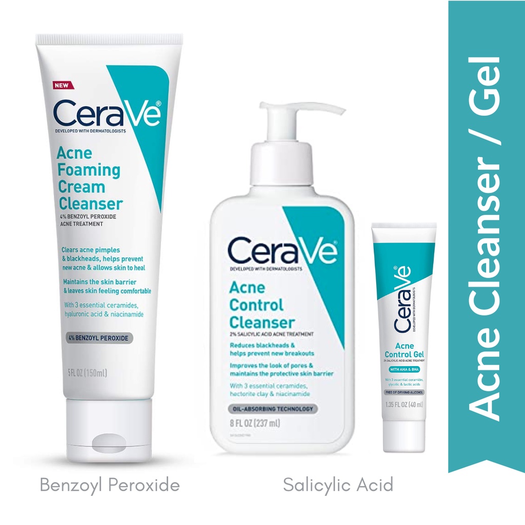 Cerave Acne Foaming Cream Cleanser 4 10 Acne Control Cleanser And Gel Shopee Philippines