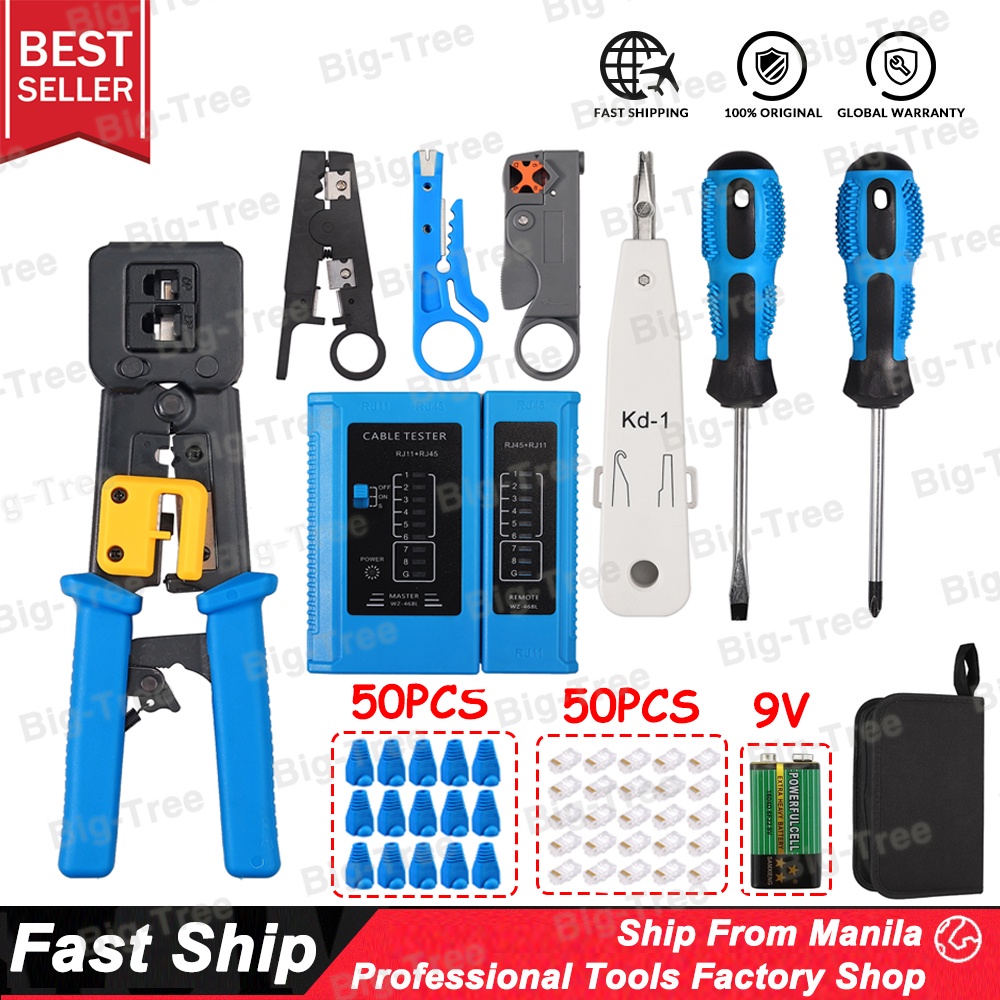 12pcs/set Portable LAN Network Repair Tool Kit For RJ45 Crimp Tool Kit