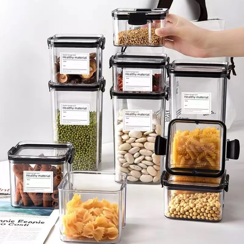 Angbon Stackable Cereal Jar Moisture-Proof Kitchen Storage Box Square ...