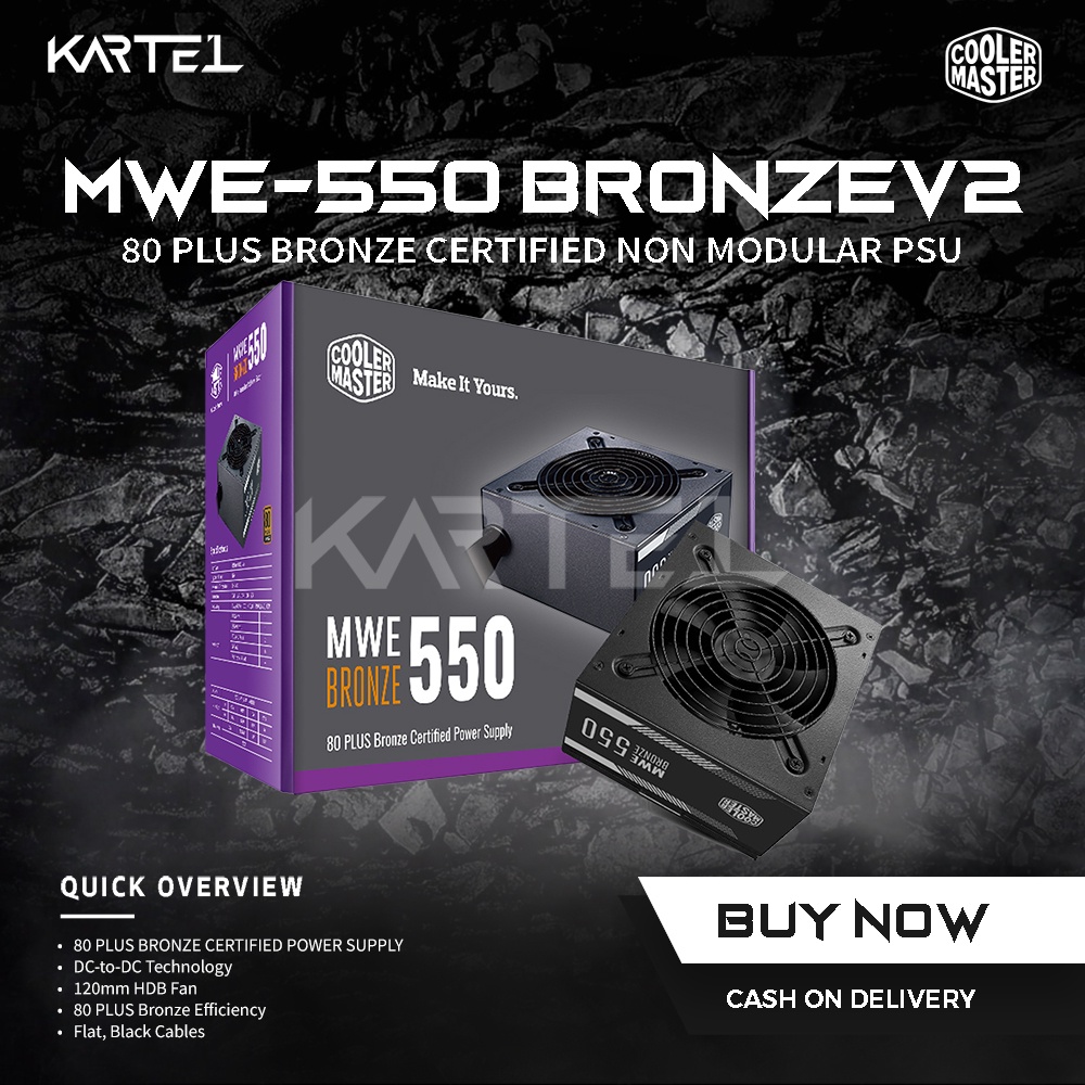 Cooler Master MWE 550 BRONZE - V2 80 Plus Bronze Certified Non Modular ...