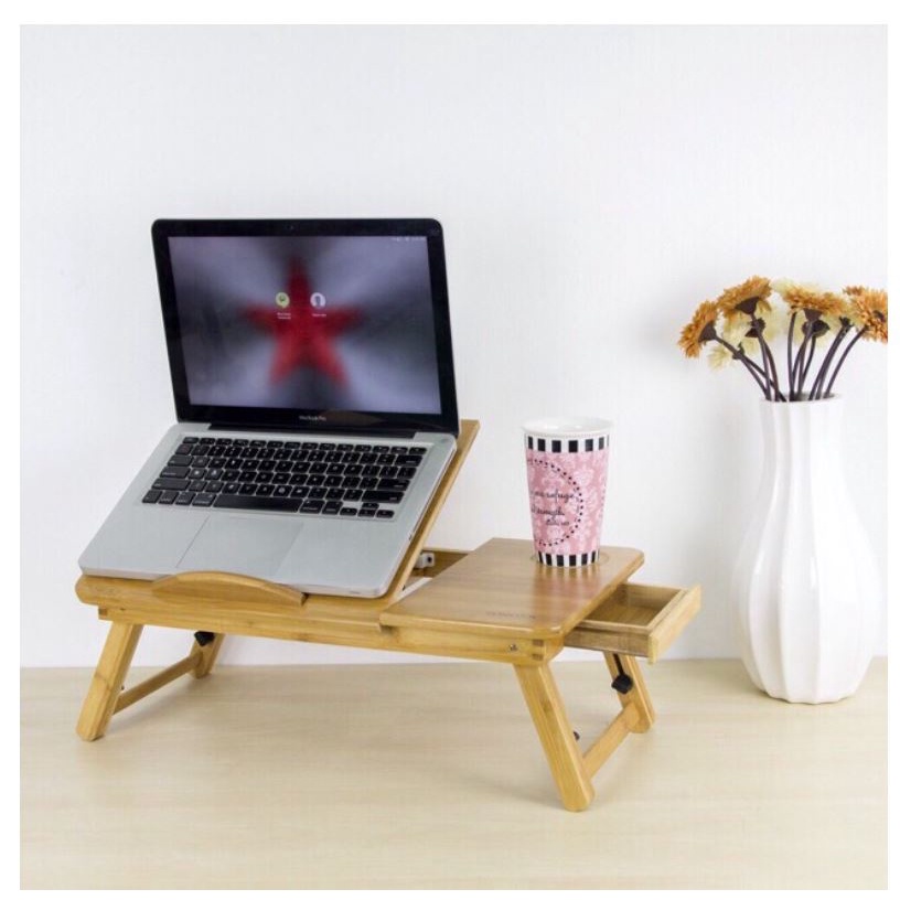 Portable Bamboo Laptop Desk Table Stand Adjustable Bed Tray | Shopee ...