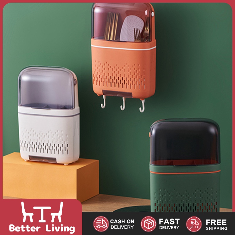 Storage Box For Kitchen Cutlery Drainer Spoon Chopsticks Kitchen ...