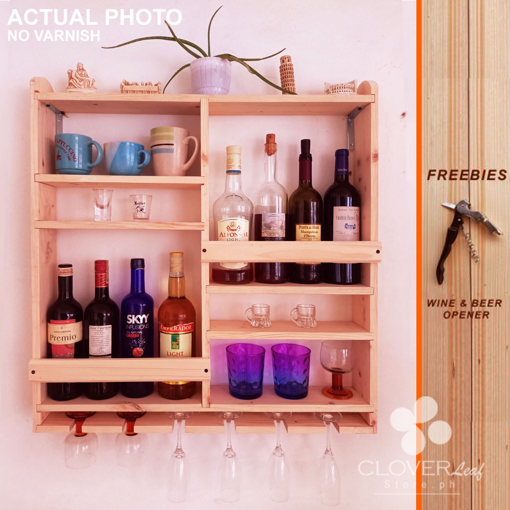 Wall Mounted Wine, Glass, Mug Rack/Shelves. ( 6 wine glass, 8 wine