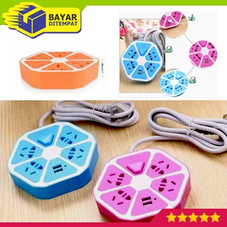 Colorful HEXAGON ORANGE SOCKET (2USB & 4 plugs) | Shopee Philippines