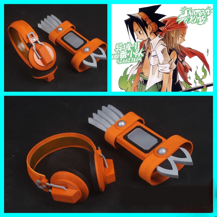 BEST∋ Anime SHAMAN KING SYoh Asakura Cosplay Necklace Hand Armor Weapon