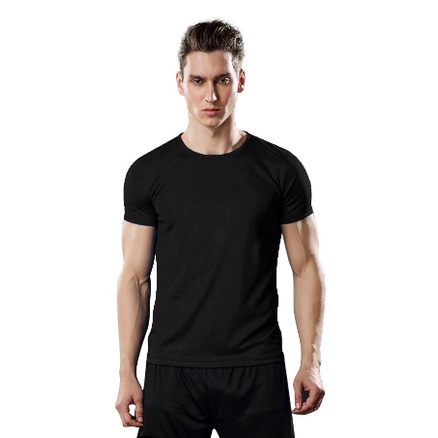 New gray running Elasticity sports fitness gym T shirt mens | Shopee ...