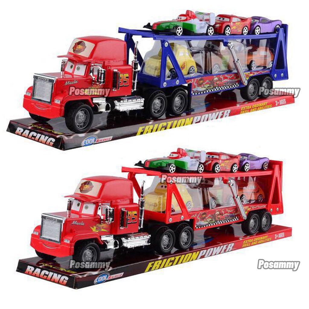 Mack friction motor hauler truck plus best sale six pullback cars set