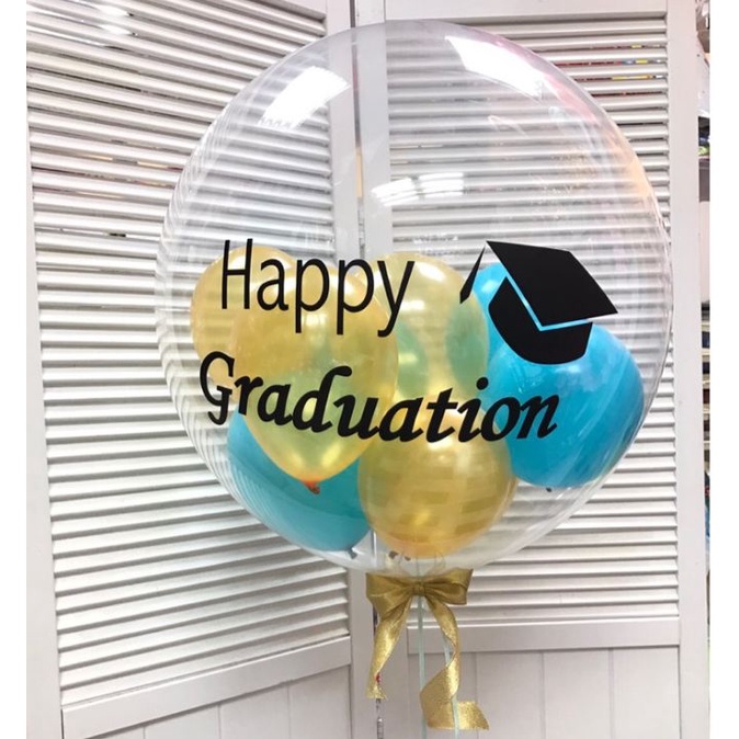 1Pcs Gold Red Black Happy Graduation Congratulation Bobo Clear Helium ...