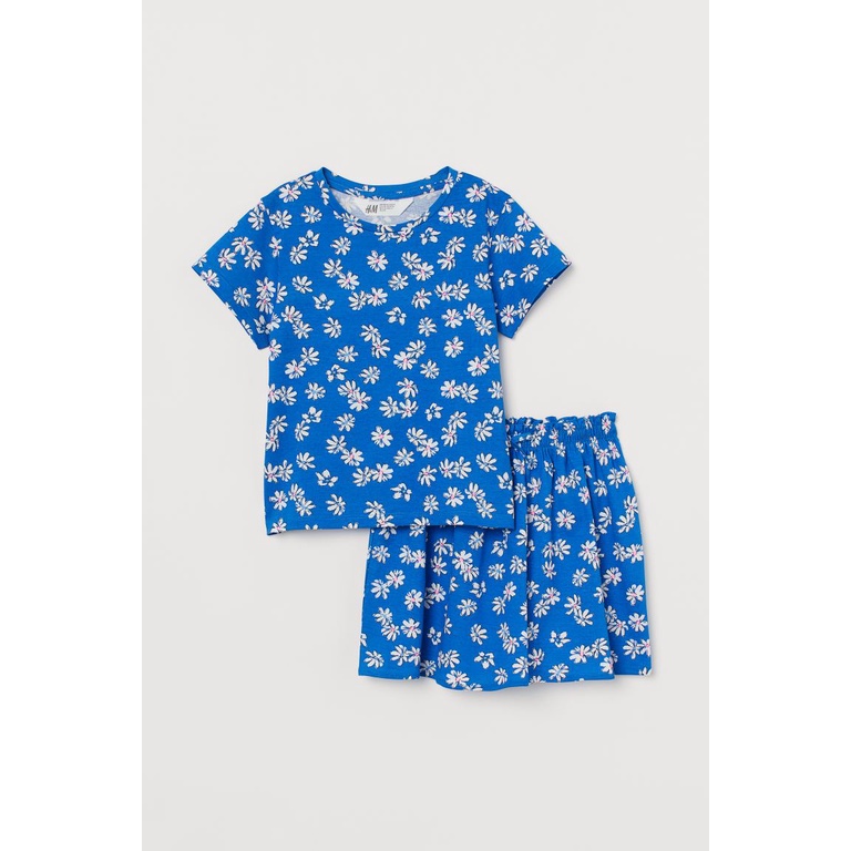 Hm blue flower girl dress Set 09180 H & M girl dress [KIDS