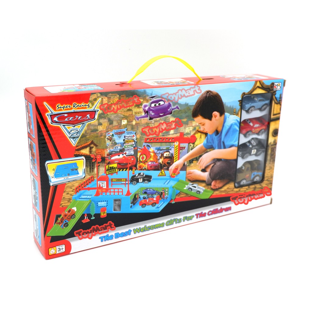 Racing Cars Track Lightening McQueen Garage Car Playground Toy Play Set