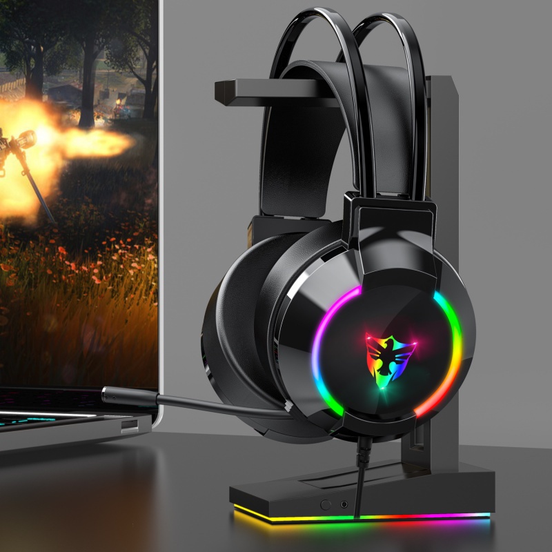 RGB USB Headset With Mic Gaming Headset Gaming Headphones Mic RGB