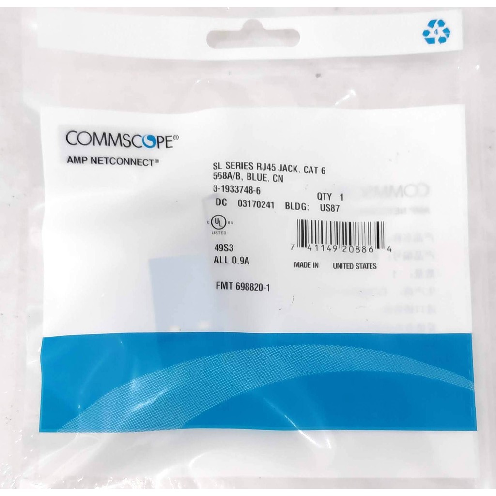 Commscope AMP SL-Series T568A/T568B Unshielded (UTP) RJ45 Cat6 keystone ...
