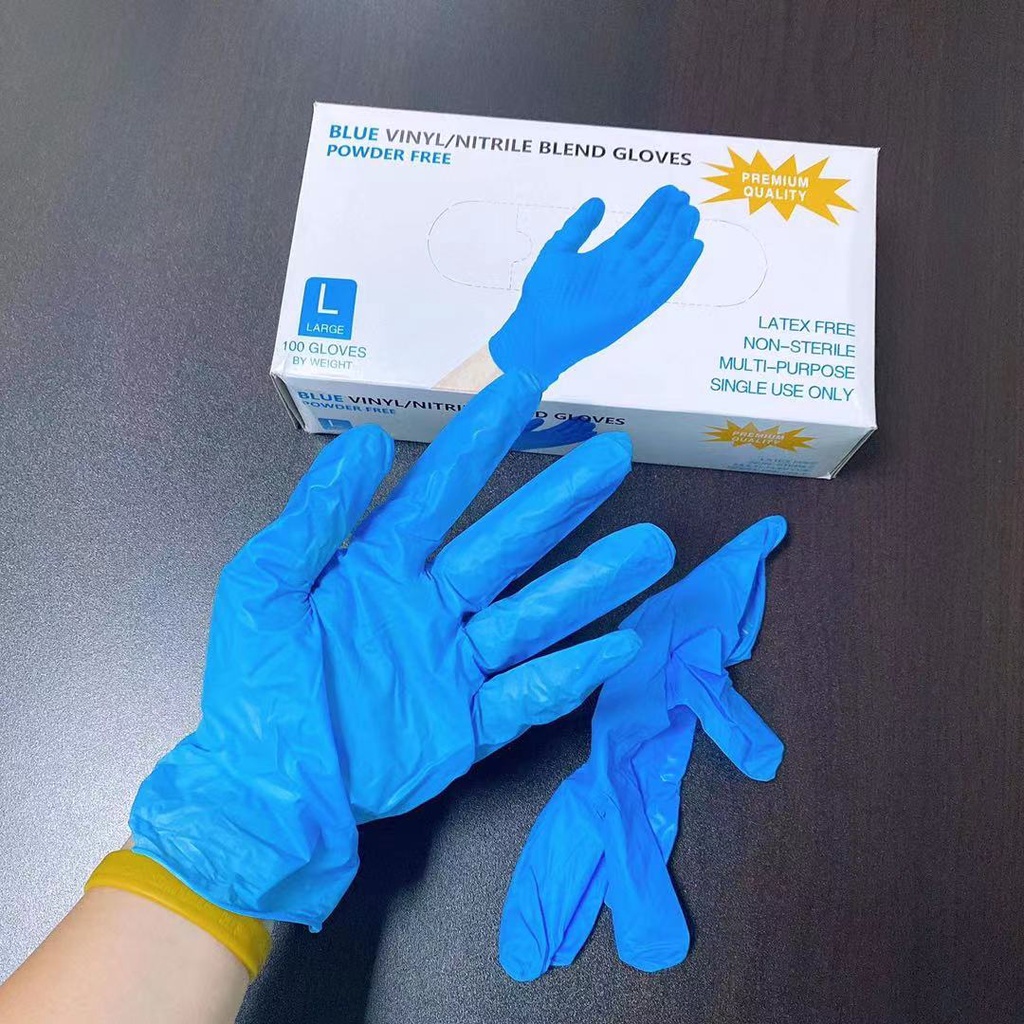BLUE VINYL/ NITRILE BLEND GLOVES POWDER FREE (1B0X 100 PCS) Shopee Philippines