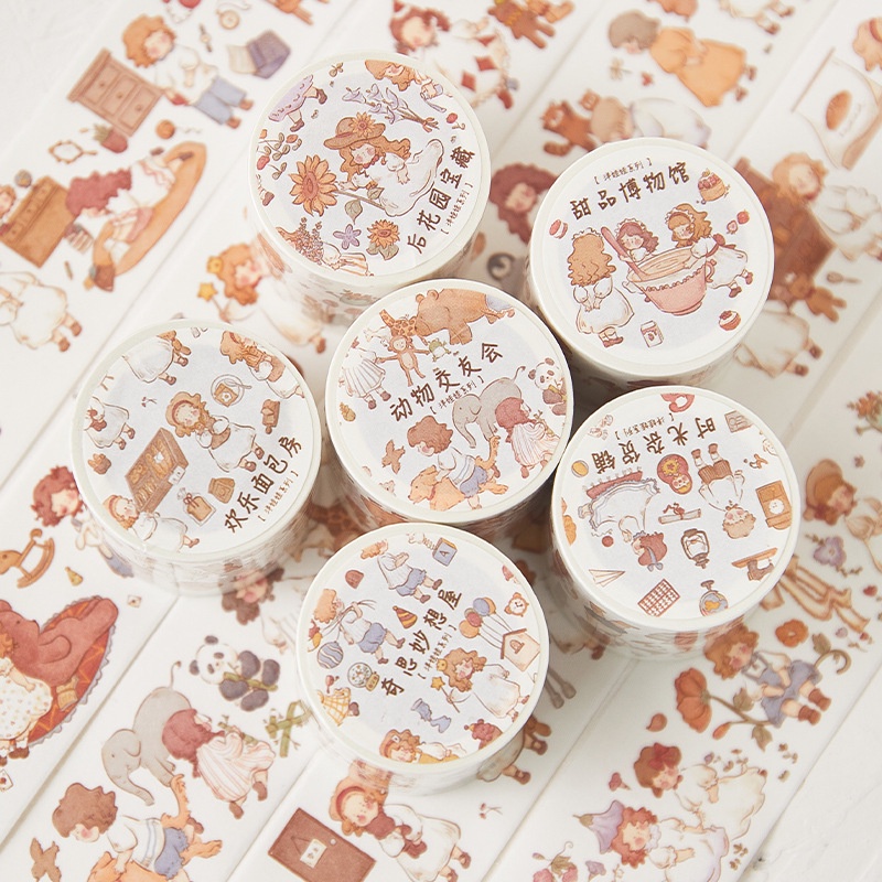 Creative Washi Tape Cartoon Cute Girl Handbook Diary DIY Tape Stickers ...