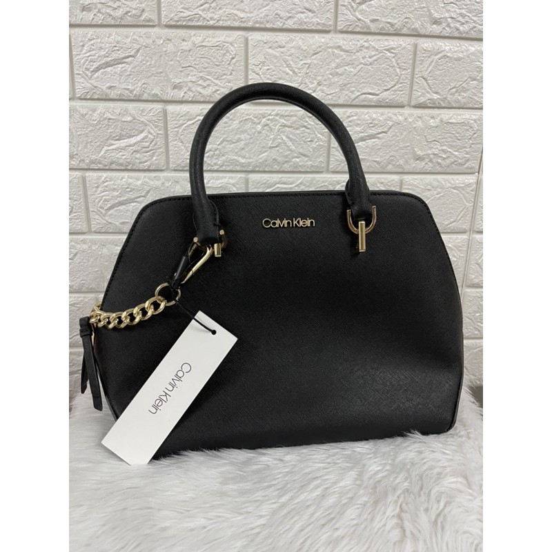 Calvin klein hot sale saffiano satchel