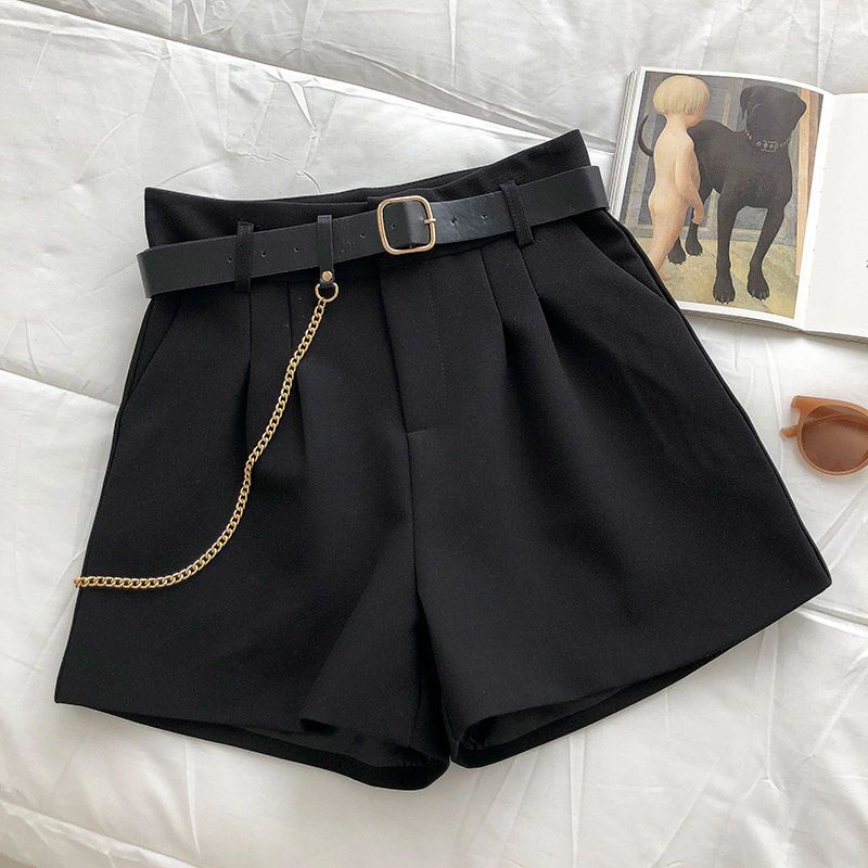 Office suit shorts Korean style slim high waist A-line casual pants ...