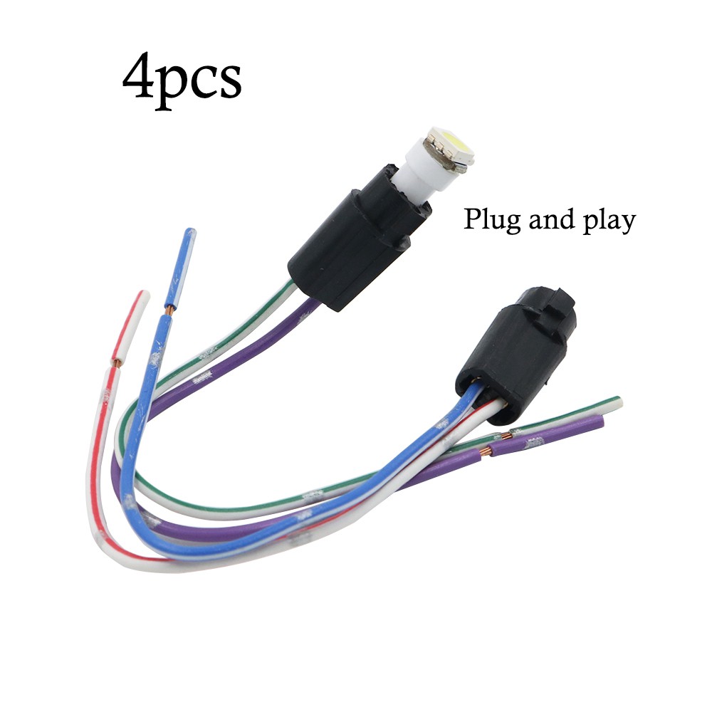 4pcs T5 W5W Hard sclerosal Bulb Holder adapters Cable LED Bulb ...