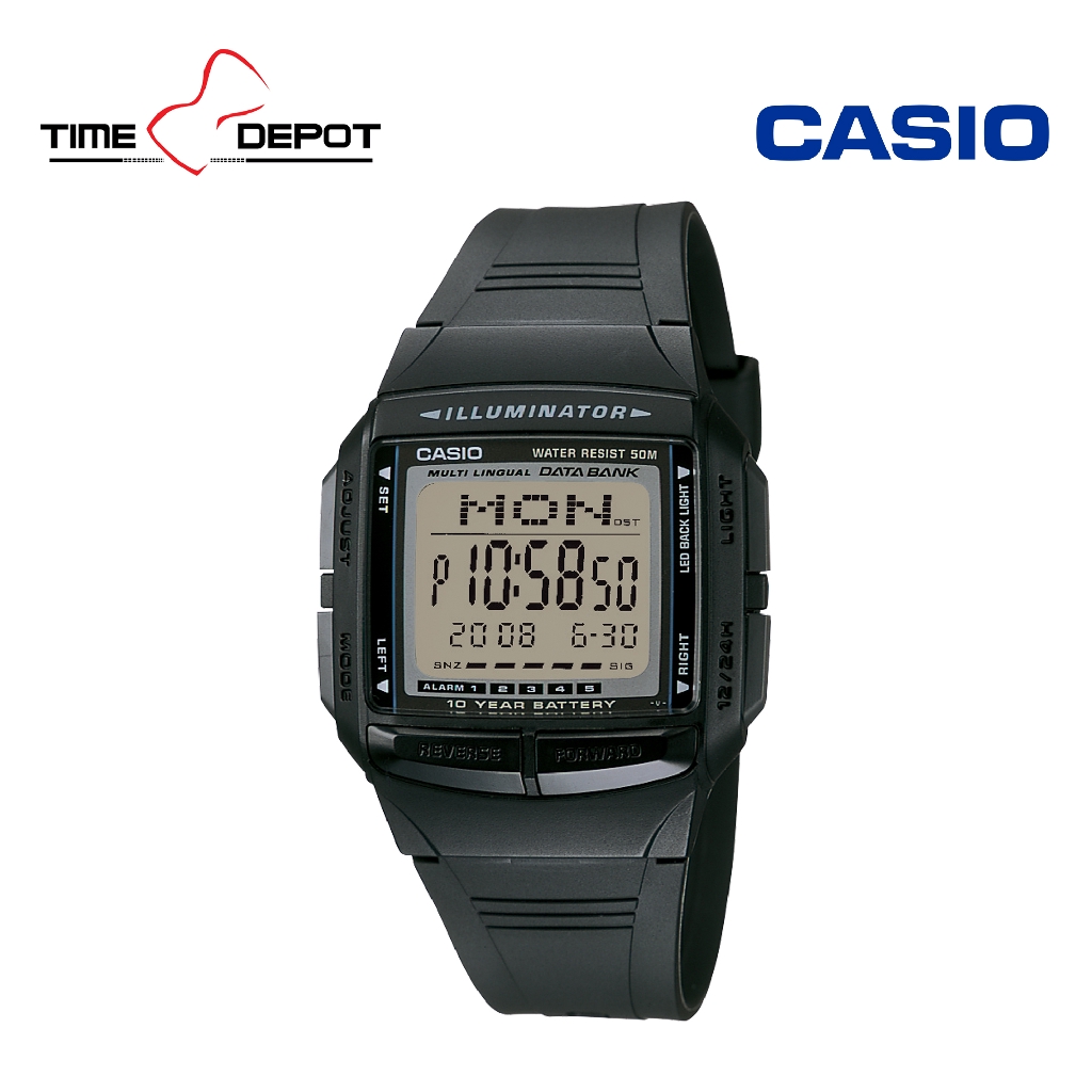 Casio DB-36-1AVSDF Digital Telememo Black Resin Strap Watch For Men ...