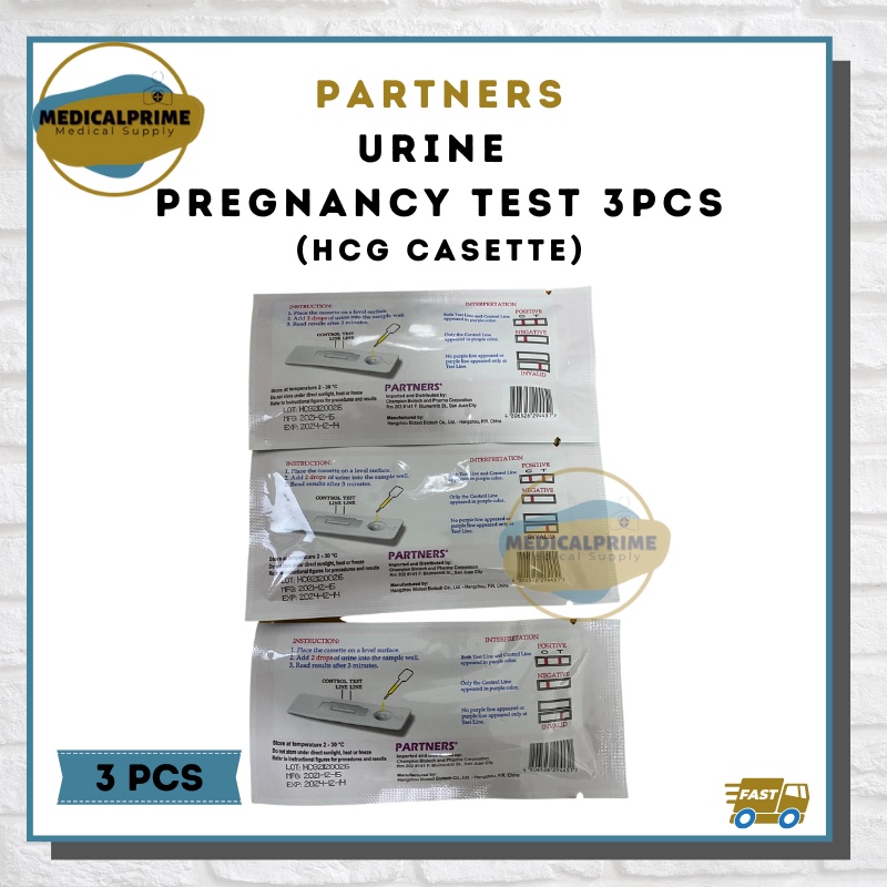 3pcs PARTNERS PREGNANCY TEST KIT ORIGINAL 99% ACCURACY WITH GMP ISO ...