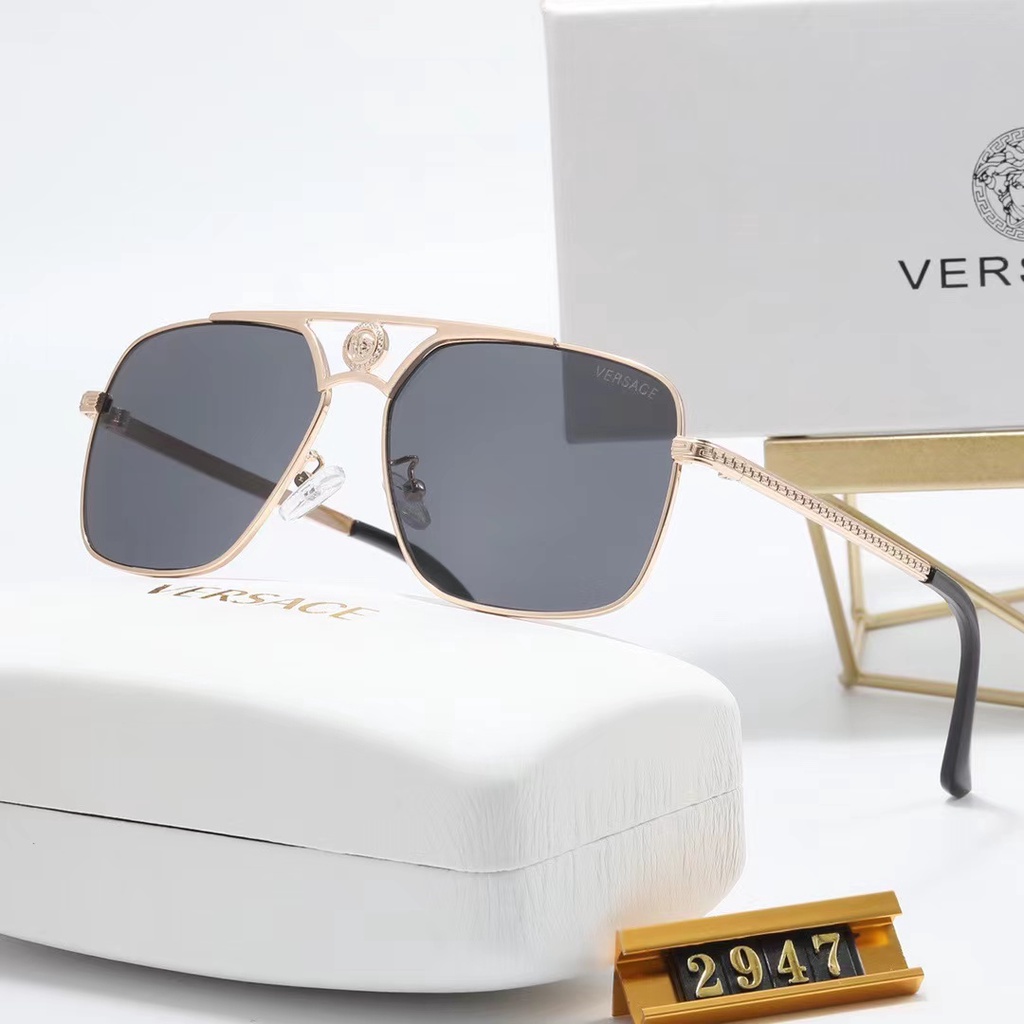 New Versace Fashion Square Ladies Sunglasses Luxury Brand Retro Men's