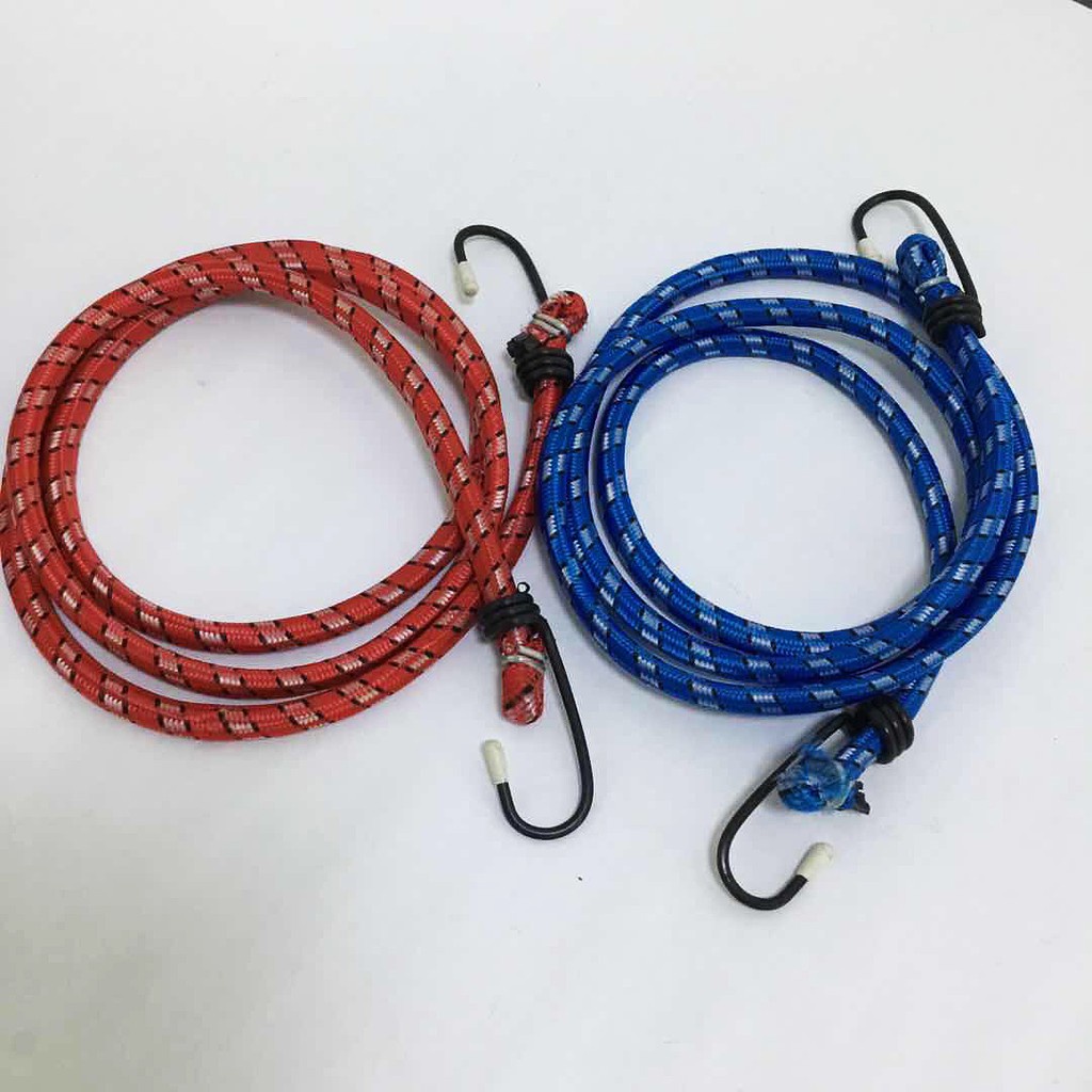 2pcs×120cm Red Blue Stretch elastic Luggage Bungee Strap Hook Elastic  Rubber Rope Stretch Cord