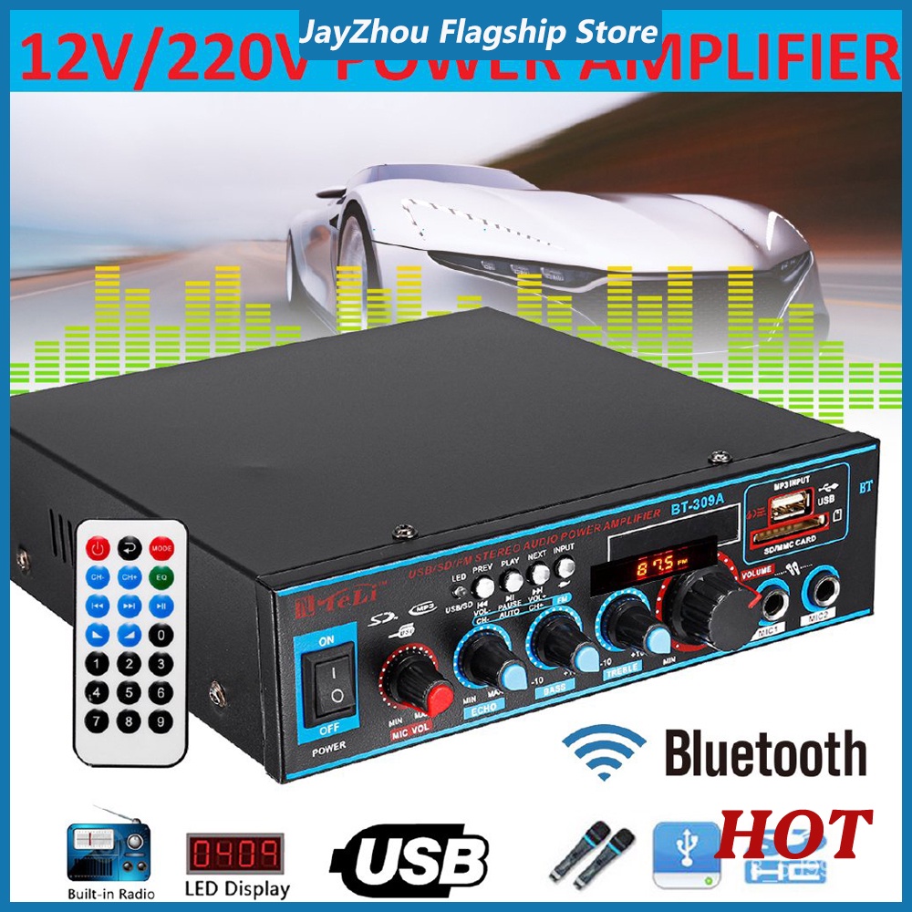 400W+400W Digital Hifi Bluetooth Stereo Audio Amplifier Fm Radio USB
