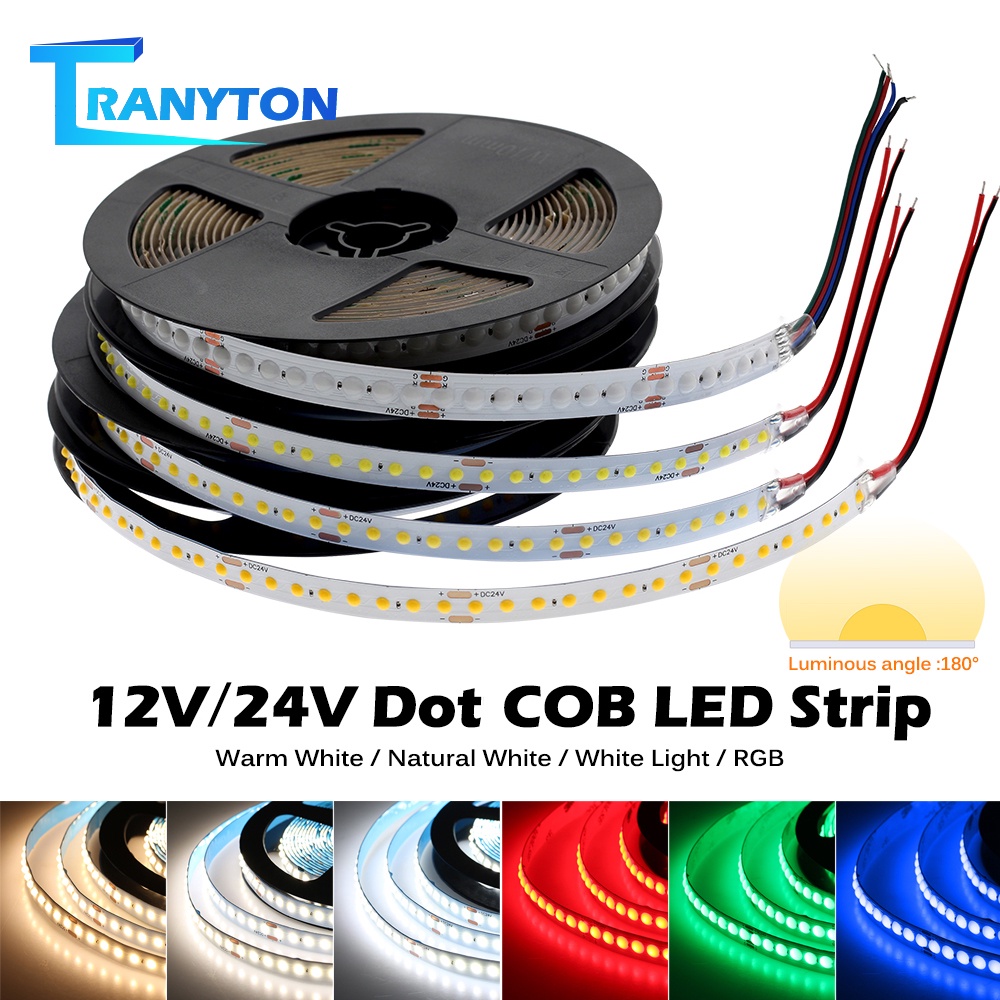 COB LED Strip Light RA-80 10W/m 160LEDs/m Big Chips Dot DC12V 24V 3000K ...