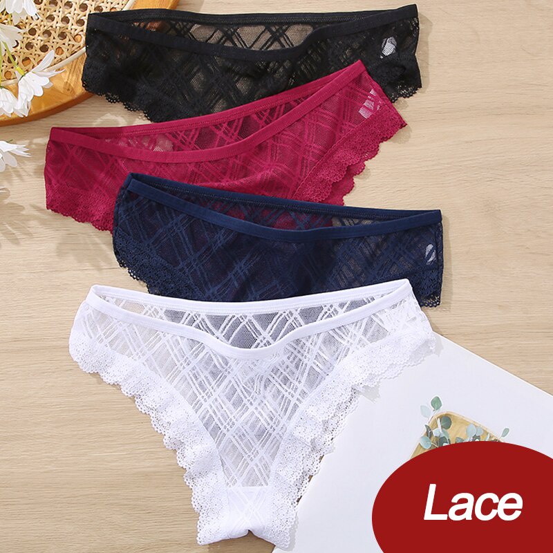 Women Sexy Floral Lace Mesh Panties Low Rise Hollow Out Transparent Plus  Size High Waisted Thong Panties for : : Clothing, Shoes 