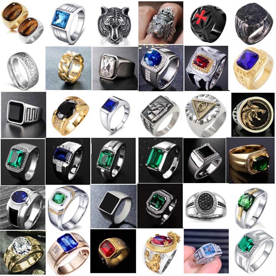 Thousands of Styles Random Men Punk Fashion Jewelry Silver Gold ...