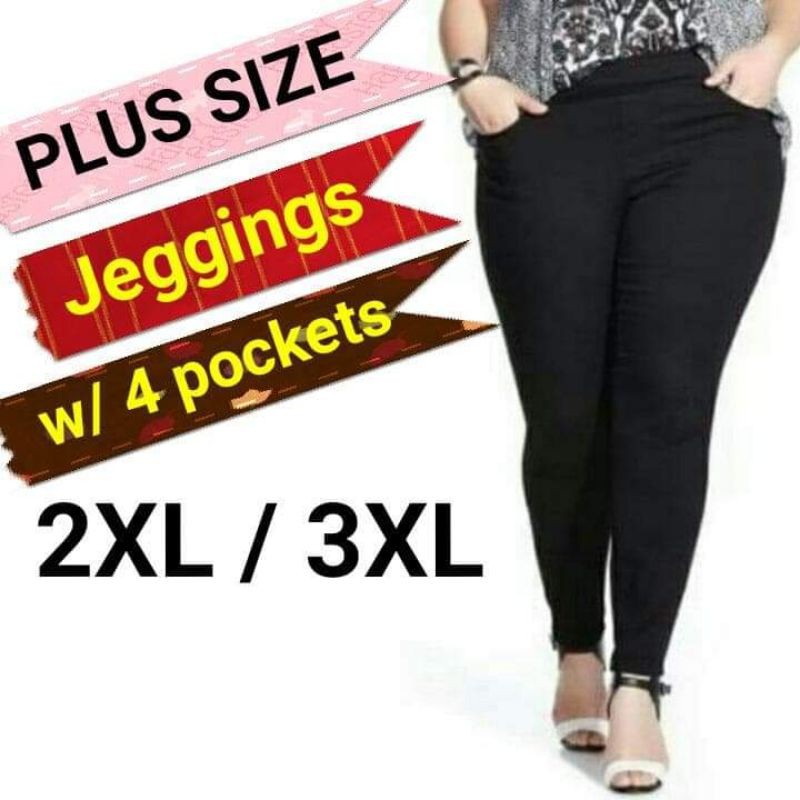 JEGGINGS Pants PLUS SIZE / LEGGINGS w / 4 pockets / Thick fabric