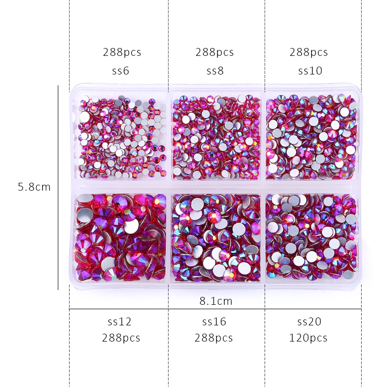 1560pcs/box Glass Crystal Mix Sizes Non Hot Fix Rhinestone Set Flatback ...