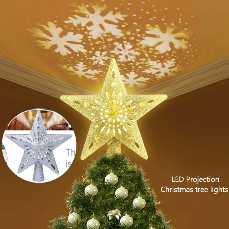 Christmas Star Decorate Projection LED Pentagram Snowflake Tree Light