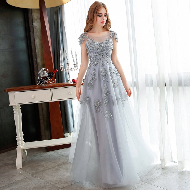 Silver grey outlet evening gown