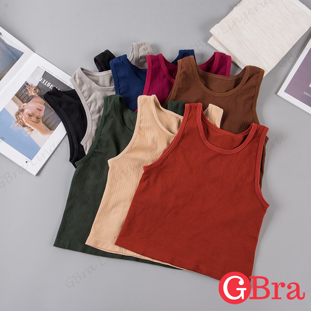 Gbra Racer Back For Women Sando Croptop Trendy Rib Knit Tank Top Free