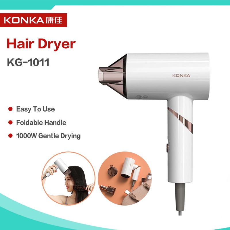 KONKA 1000W Hair Dryer Foldable Hair Dryer Quick Dry Home Portable Hair