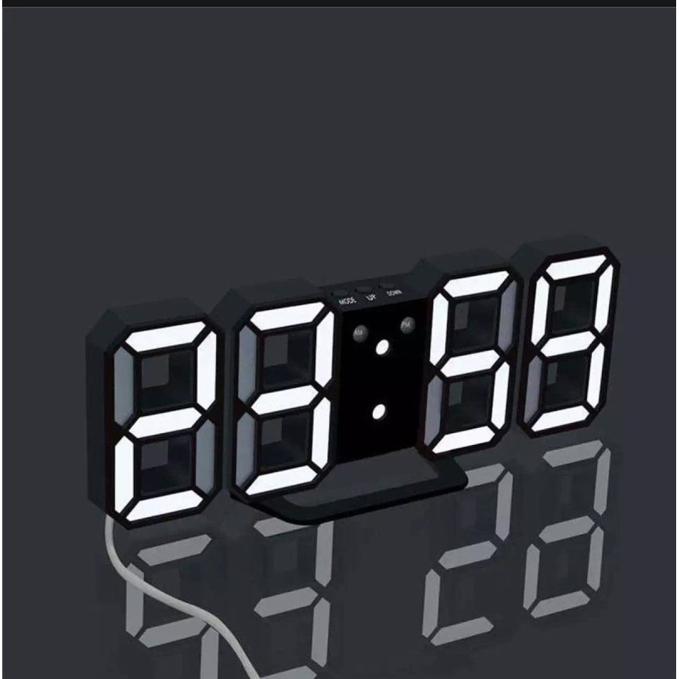 Modern Digital 3D White LED Wall Alarm Clock 12/24hrs MultiFunction