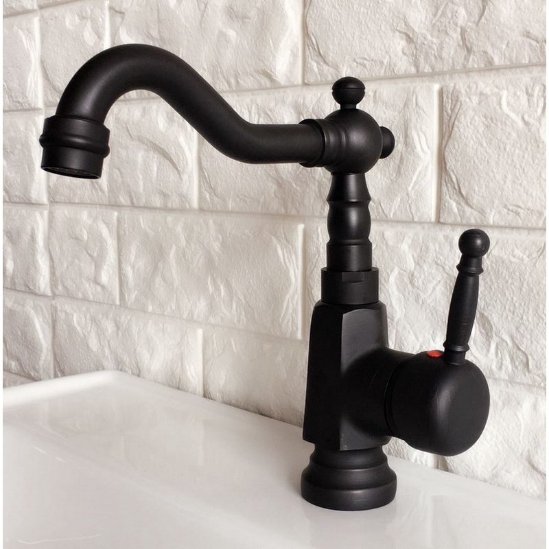 Black Oil Rubbed Brass Single Handle Swivel Spout Kitchen Bathroom Sink Cold And Hot Water Mixer 4893