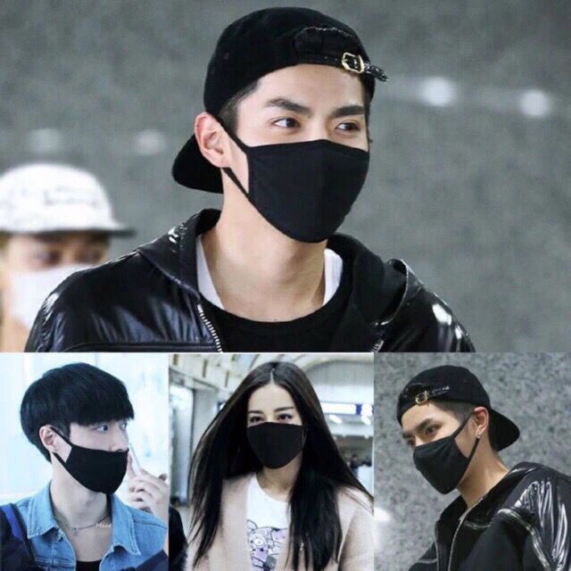 Black anti dust Face Mask Plain korean fashion Mouth mask | Shopee  Philippines