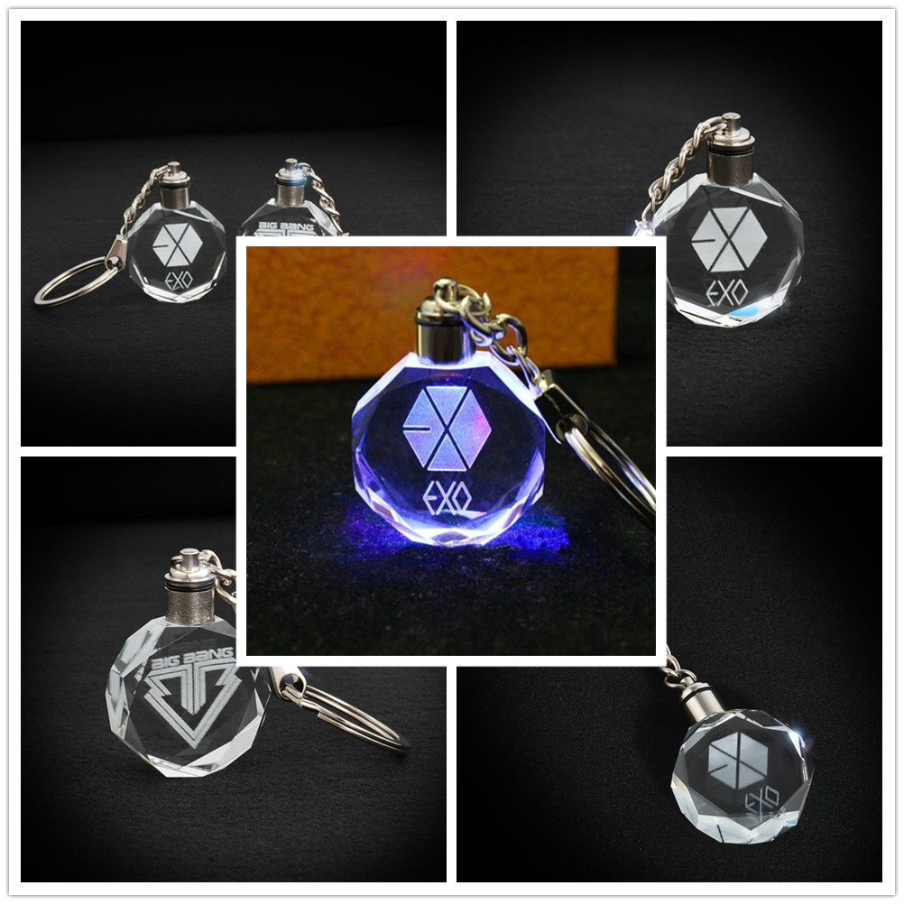 KPOP EXO Keychain KAI DO Crystal LED Light Key Chain Ring | Shopee ...