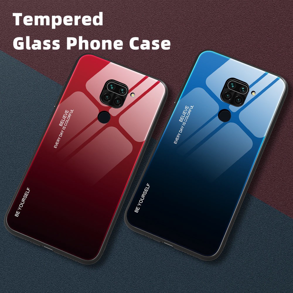 Xiaomi Redmi Note 9s Pro 9Pro Note9 Note9s Note9Pro Gradient Tempered  Glass Phone Case Korean Fashion Hard Pink Back Cover