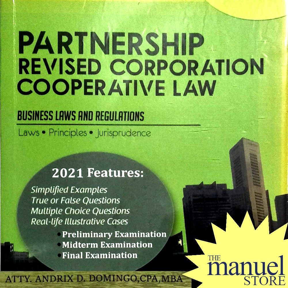 Domingo (2021) Partnership, Revised Corporation Code, Cooperative Law