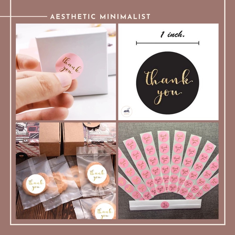 Thank You Stickers 60pcs Round Pink Gold Stationery Seal Labels ...