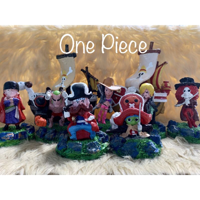 One Piece Characters and Pirate Ship Aquarium Decor Shopee