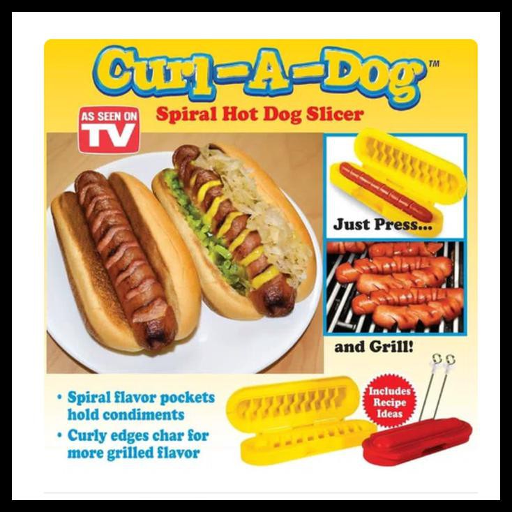 2 Curl-A-Dog Spiral Hot Dog Slicers BBQ Grilling Sausage Cooking