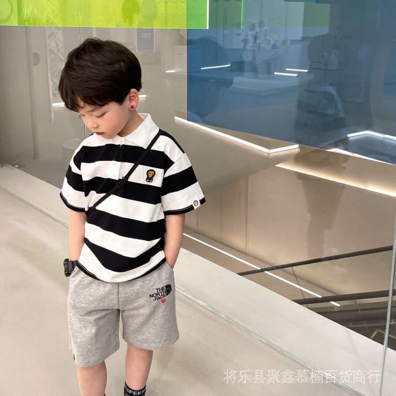 Boys Summer Short-Sleeved T-Shirt Striped Children Japanese Style ...